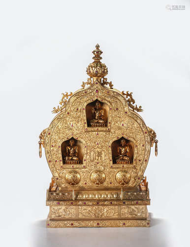 A Chinese Gilt-Bronze Buddhism Shrine