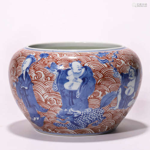 A Chinese Porcelain Blue and White Jar Marked Kang Xi