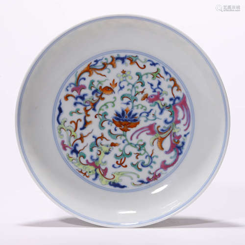 A Chinese Porcelain Doucai Interleock Branches Phoenix Dish ...