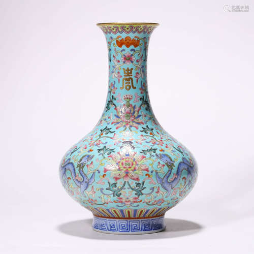 A Chinese Porcelain Famille-Rose Dragon Pattern Vase Marked ...