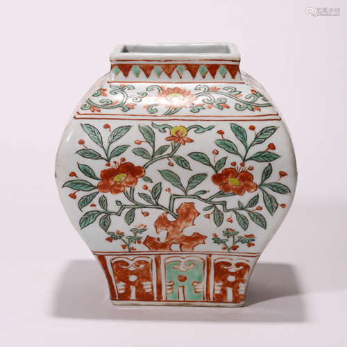 A Chinese Porcelain  Wucai Floral Pattern Jar Marked Jia Jin...