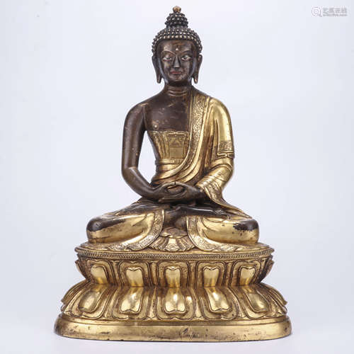 A Chinese Gilt-Bronze Sakyamuni Statue