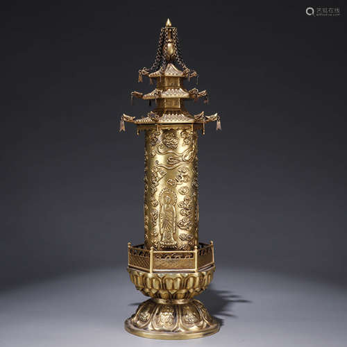 A Paif of Chinese Silver-Gilding Buddhism Towers