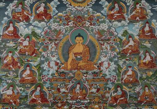 A Chinese Silk Thangka of Sakyamuni