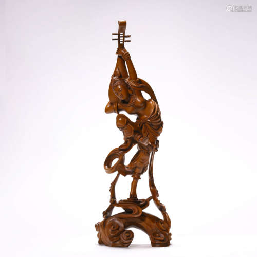 A Chinese Boxwood Figure of a Fairy