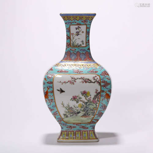 A Chinese Porcelain Famille-Rose Bird and Floral Pattern Vas...