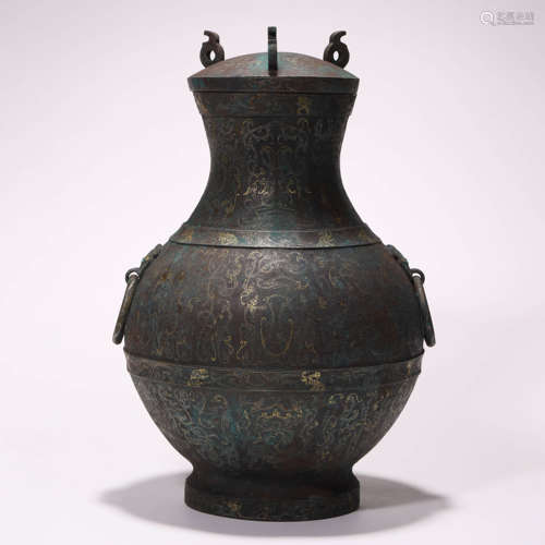 A Chinese Gold and Silver Inlaid Bronze Vessel