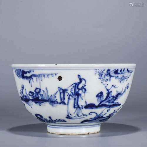 A Chinese Porcelain Blue and White Figure Pattern Bowl