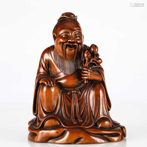 A Chinese Boxwood Figure of Immortal of Longevity