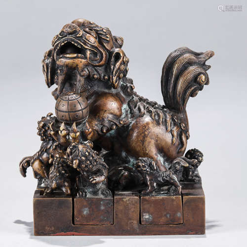 A Chinese Bronze Lion Statue