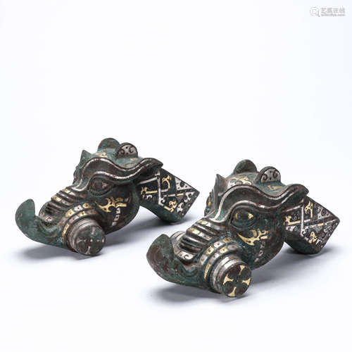 A Pair of Chiesne Gold and Silver Inlaid Mechanisms