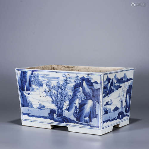 A Chinese Porcelain Blue and White Mountain and River Patter...