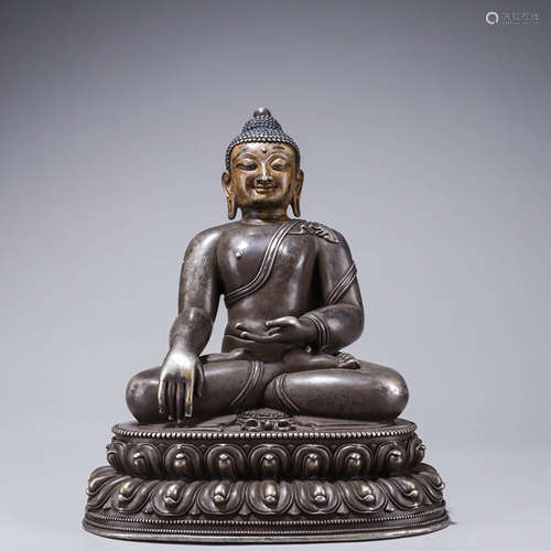 A Chinese Silver Sakyamuni Statue