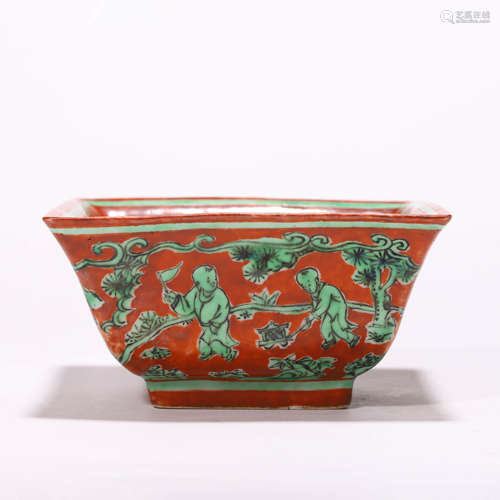 A Chinese Porcelain Children Pattern Bowl Marked Jia Jing