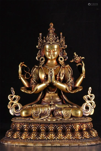 Qing Dynasty copper buddha statue