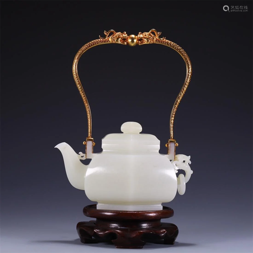 Old stock,hetian jade Girder teapot