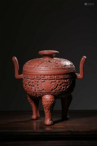 Qing Dynasty carved lacquerware incense burner