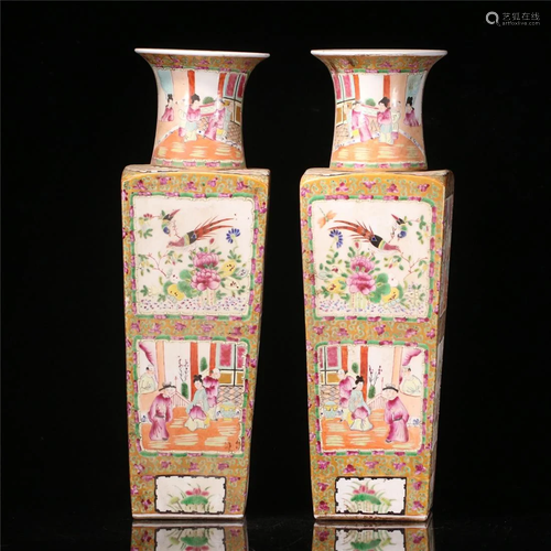 Old stock,a pair of Guangcai vases