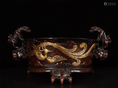 Old stock,copper gilt incense burner