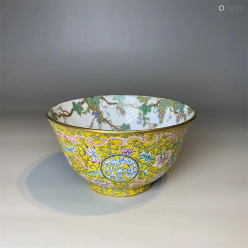 Old stock Qing Dynasty enamel gilt porcelain bowl