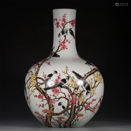 Qing Dynasty famille-rose globular vase