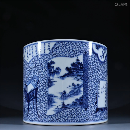 Old stock,blue and white brushpot