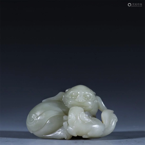 hetian jade ornament,carved beasts