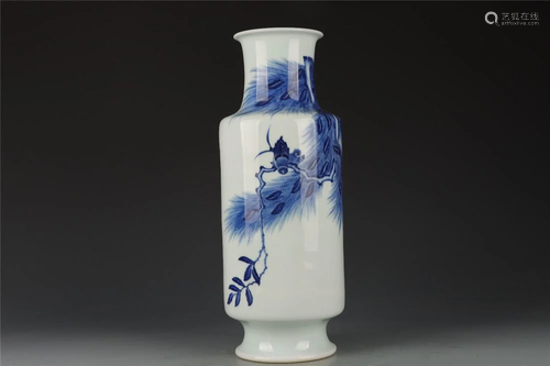 Old srock,blue and white vase