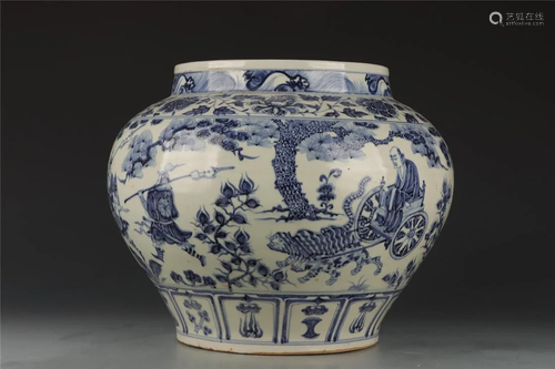 Old stock,Yuan Dynasty blue and white jar