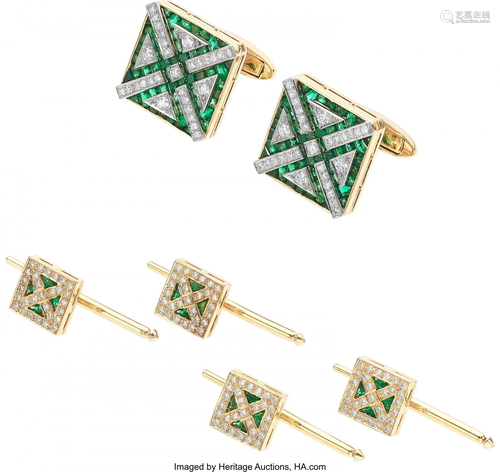 Oscar Heyman Bros. Diamond, Emerald, Gold Dress