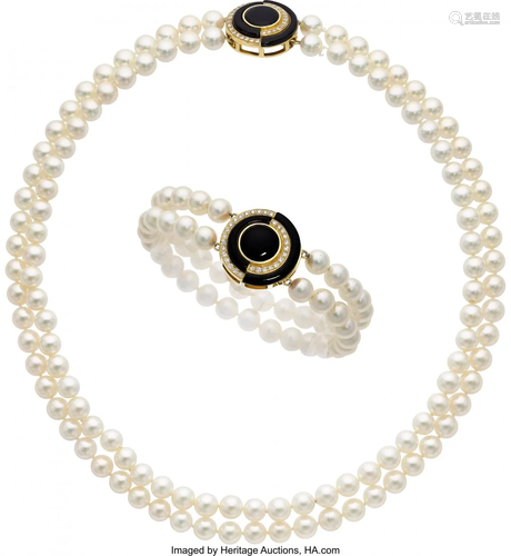 Adler Diamond, Onyx, Cultured Pearl, Gold Jewelr