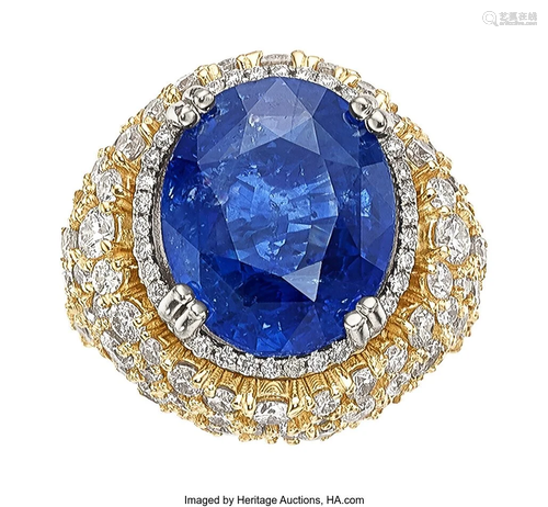 Ceylon Sapphire, Diamond, Gold Ring Stones