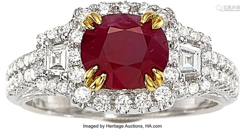 Burma Ruby, Diamond, White Gold Ring Stones