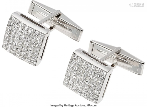 Diamond, White Gold Cuff Links Stones