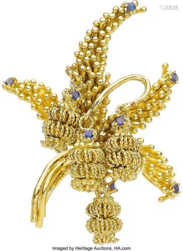 Tiffany & Co. Sapphire, Gold Brooch Stones