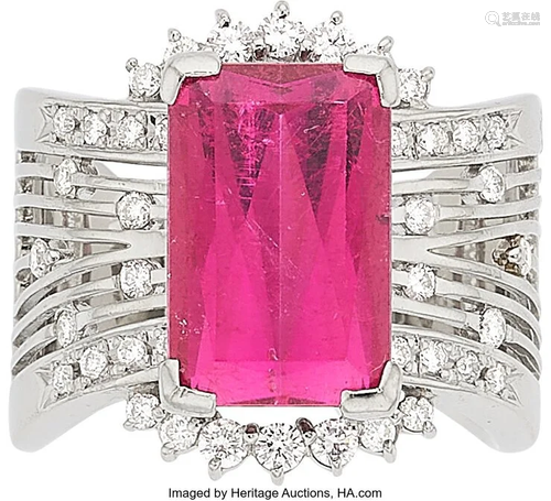 Pink Tourmaline, Diamond, Platinum Ring Stones