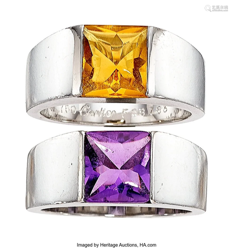 Cartier Amethyst, Citrine, White Gold Rings, Fre