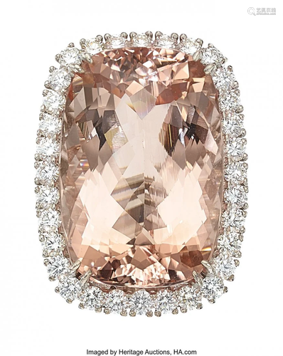 Morganite, Diamond, White Gold Ring Stones