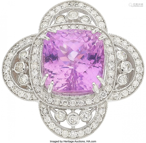 Kunzite, Diamond, White Gold Ring Stones