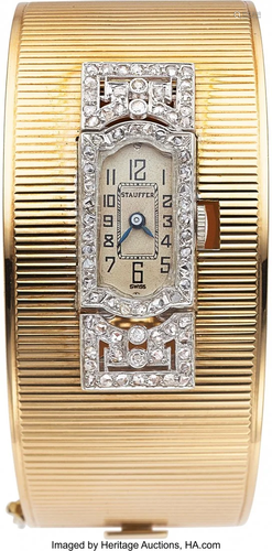 Diamond, Gold Bracelet-Watch Case