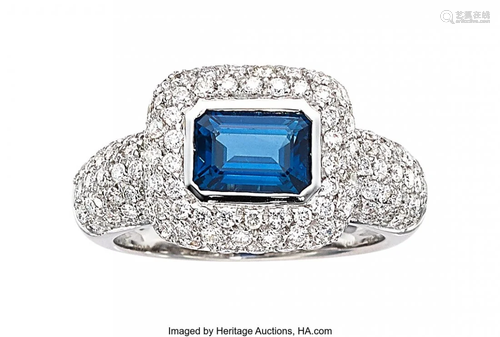 Sapphire, Diamond, White Gold Ring Stones