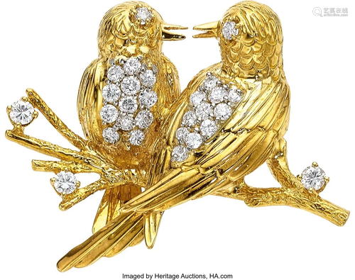 Peter Lindeman Diamond, Gold Brooch Stones