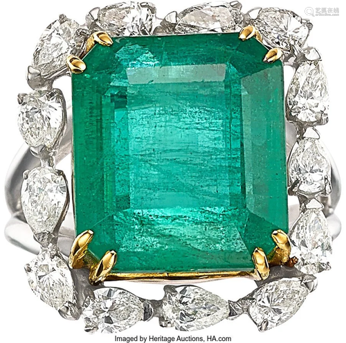 Zambian Emerald, Diamond, White Gold Ring Stone