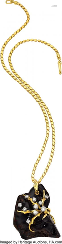 Peter Lindeman Black Coral, Diamond, Gold Pendan