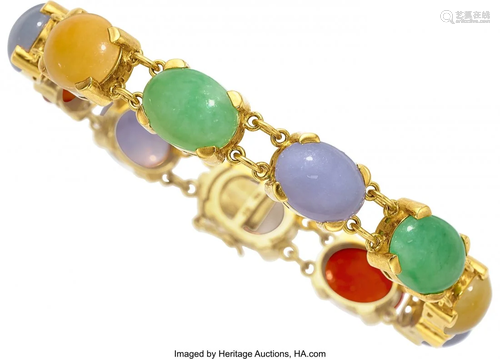 Multi-Colored Jadeite Jade, Gold Bracelet Stone