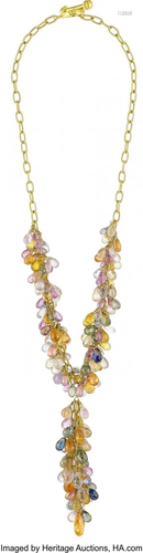 Multi-Colored Sapphire, Gold Necklace Stones