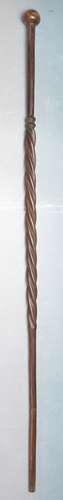 20TH CENTURY HARD WOOD BARLEY TWIST WALKING STICK