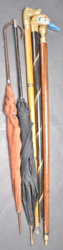 COLLECTION OF THREE VINTAGE 20TH CENTURY WALKING STICKS AND ...