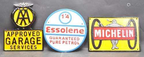 COLLECTION OF THREE VINTAGE STYLE CAST IRON SIGNS