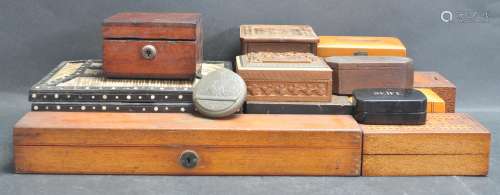 LARGE COLLECTION OF WOODEN BOXES TO INCLUDE INDIAN AND CHINE...